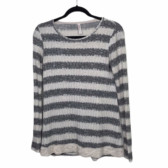 Xhilaration Stripe Lace Trim Lightweight Sweater - Picture 1 of 8